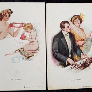 2 cartes postales romantiques / Saint-Valentin des années 1920