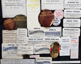 Vintage Pharmacy Medicine Labels/Ephemera Kit - Junk Journalling/Craft Projects