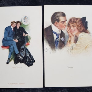2 x 1910s Romance/Valentines Postcards