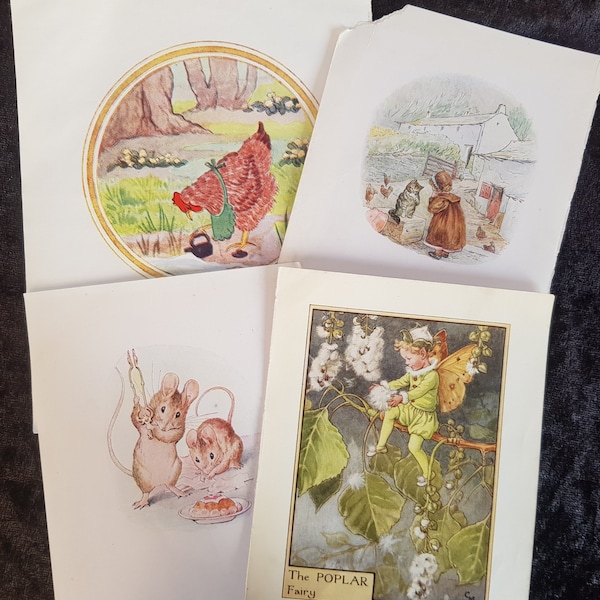 25 x Vintage Children's Book Pages inc. Beatrix Potter, Flower Fairies and Margaret Tempest Illustrations + Add on Option