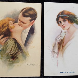 2 x c.1910s Romance/Valentines Postcards