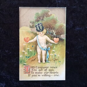 c1905 Carte postale de la Saint-Valentin - gaufré avec dorure - 'The Conjuror' - B.B. London