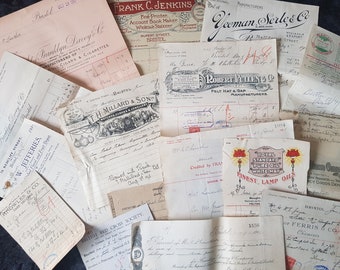 5 vintage facturen 1910-1919 - willekeurige selectie