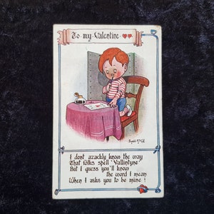 Carte postale de la Saint-Valentin 1920 - Donald McGill - Pub. Joseph Asher & Cie