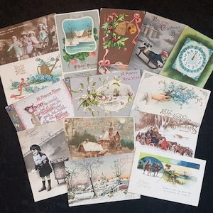 5 x Vintage Christmas/New Year Postcards - random selection