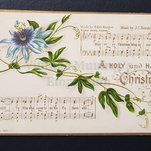 c1890 Victorian Christmas Greeting - Music Score - Raphael Tuck - Gilt border and decoration
