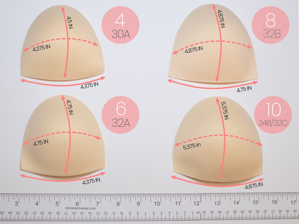 5 Pair Soft Foam Sew in BRA CUPS / Swimwear Bikini Inserts. Nude