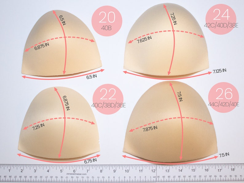 5 Pair Soft Foam Sew in BRA CUPS / Swimwear Bikini Inserts. Nude