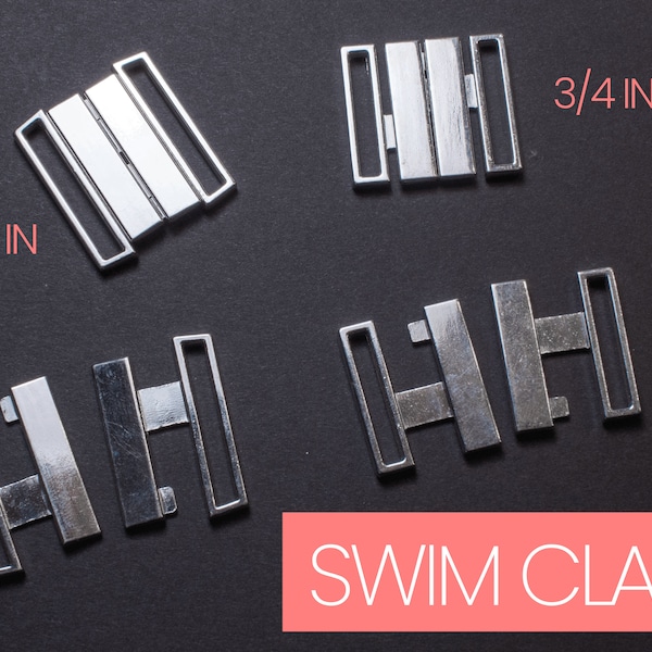 1 PIECE (20MM 3/4") OR (25MM 1") Silver Alloy Bikini, Swimwear Clasp Fastener Closure Buckle.