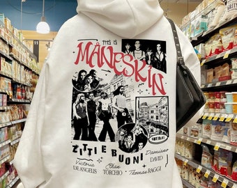 Måneskin Hoodie Sweatshirt Crewneck, Måneskin Rush World Tour Vintage 90s Sweatshirt, Rock Band Tour Concert Shirt, Trending Shirt