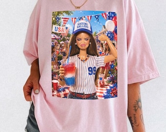 Comfort Colors Patriotic Doll Shirt, I'm Just Here For The Wieners Tee, Funny Fourth Of July Shirt, Retro Sarcastic Doll Graphic Tee