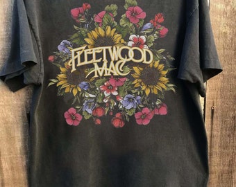 Vintage Floral Retro Band Fleetwood Mac Tshirt, t-shirt graphique, chemise de groupe de rock, chemise musique unisexe, chemise rétro Fleetwood Mac