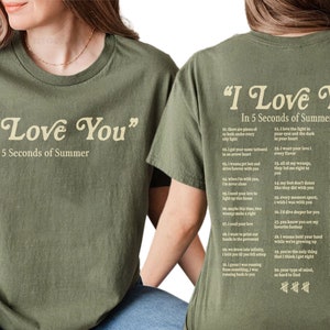 5SOS Double Side Shirt, 5SOS I Love You Lyrics Shirt, 5SOS Starry Night Shirt, 5SOS Merch, 5SOS Shirt, 5 Seconds Of Summer Fan Shirt