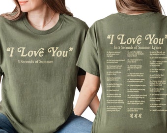 Camiseta de doble cara de 5SOS, camiseta con la letra "Te amo" de 5SOS, camiseta de "Noche estrellada" de 5SOS, merchandising de 5SOS, camiseta de 5SOS, camiseta de fan de 5 Seconds of Summer