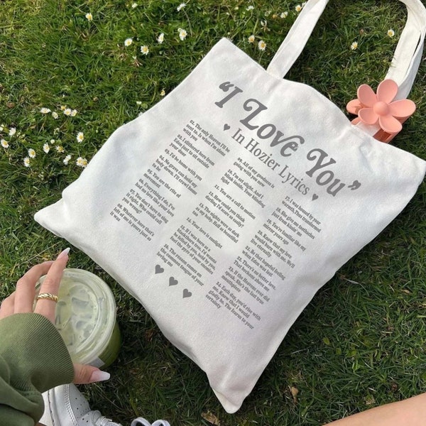 Hozier Lyrics Tote Bag, Hozier Tote Bag, ik hou van je Hozier Tote Bag, Hozier Merch, Retro Tote Bag, Esthetische Merch