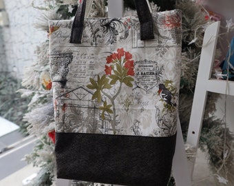 Flower Pattern Handbag, Womens Handbag, Gifts For Her, Shoulder Bag, Handmade Bag, Vintage Handbag