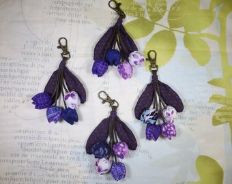 Purple Tulip Keychain, Keychain Accessories, Keychain Charm, Keychain For Women, Fabric Keychain, Handmade Keychain, Key Fob, Gifts For Her