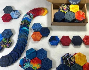 Rainbow Collection - Fabric Hexagons - 100 Pieces Side 1 Inch (2.5cm) - Handmade - For Quilting Bags, Jackets