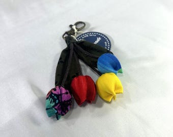 Colorful Tulip Keychain #3 - Keychain Accessories, Keychain Charm, Keychain For Women, Fabric Keychain, Handmade Keychain, Gifts For Her