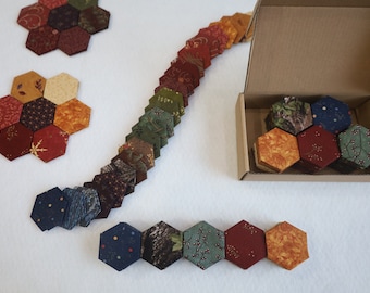 Autumn Collection - Fabric Hexagons - 100 Pieces Side 1 Inch (2.5cm) - Handmade - For Quilting Bags, Jackets