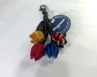 Colorful Tulip Keychain #1 - Keychain Accessories, Keychain Charm, Keychain For Women, Fabric Keychain, Handmade Keychain, Gifts For Her