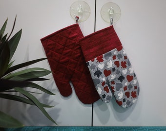 Oven Mitts (a pair), Fabric Handmade Mittens, Kitchen Gloves, Kitchen Mittens, Cooking Gloves