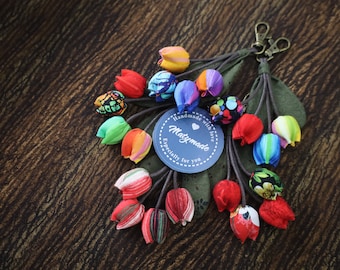 Set of 5 Colorful Keychains, Keychain Accessories, Keychain Charm, Keychain For Women, Fabric Keychain, Handmade Keychain, Gifts For Her