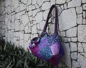 Magenta Diamond Handbag, Quilted Bag, Women Handbag, Gifts For Her, Shoulder Bag, Handmade Bag, Vintage Handbag