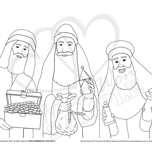 INSTANT DIGITAL DOWNLOAD: Three Wise Men Christmas Coloring Sheet