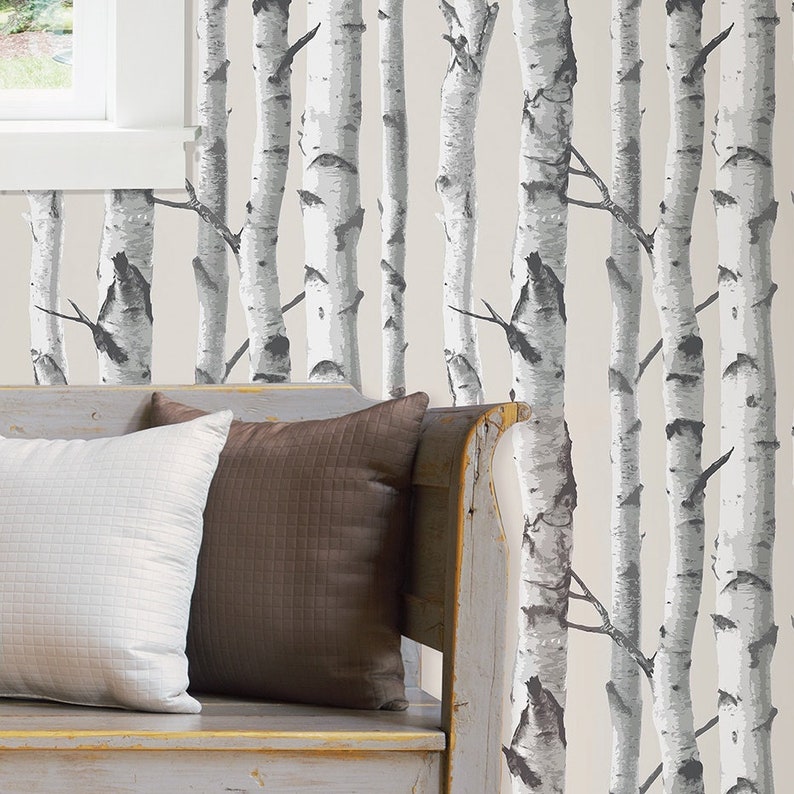 A4 SAMPLE Nu Wallpaper BIRCH TREE Peel & Stick Wallpaper Etsy UK