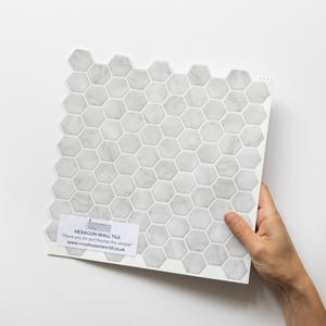 ECHANTILLON Sticker carrelage 3D marbre hexagonal pour crédence