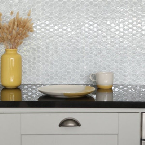 Hexagon Marble 3D tile sticker for splashbacks
