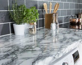 d-c-fix Kitchen Worktop Wrap 90cm x 3m Marble White Self-adhesive Vinyl Film