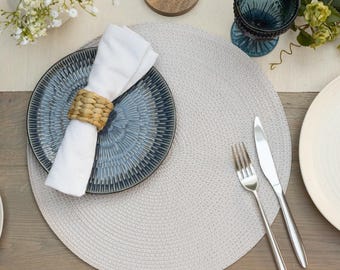 dc fix Stone Eco-line Wipe Clean rond geweven placemats set van 4 of 6 inch