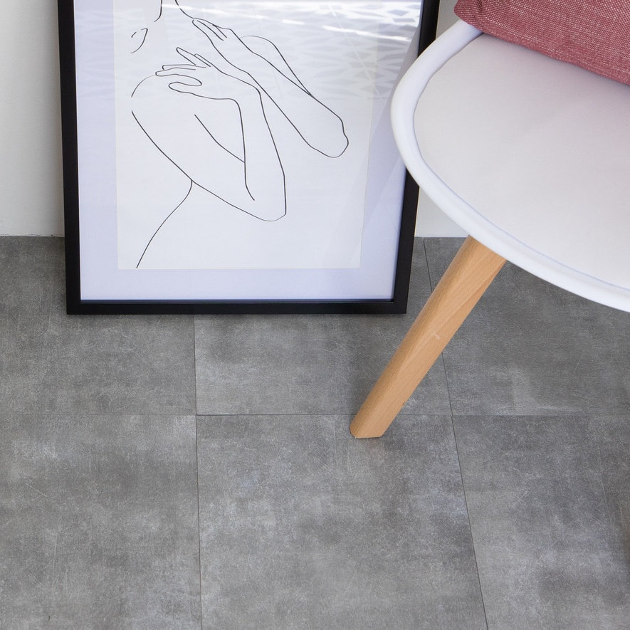 Solid Concrete self-adhesive vinyl floor tile 30.48cm x 30.48cm