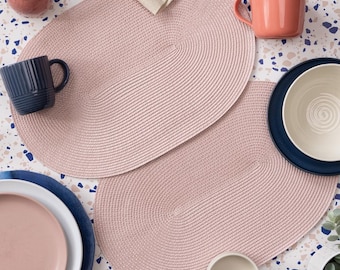dc fix Blush Eco-line Wipe Clean oval Weave Placemats Set of 4 or 6