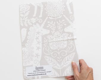 Echantillon de papier peint autocollant A4 Tampon Licorne Nu Wallpaper