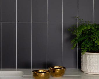 Wall Pops Subway Black 29.99 x 9.98cm Premium Self-adhesive Vinyl Wall Tiles