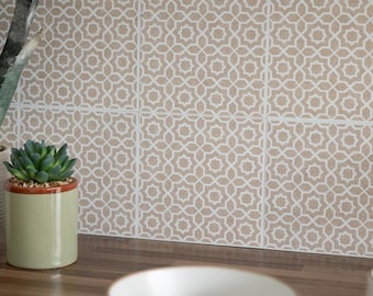 Azulejos autoadhesivos para pared de 15,25 cm x 15,25 cm (1,2 mm) LINA BEIGE