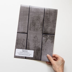 A4 SAMPLE Slate Bricks Asmant Grey 3D waterproof wallpaper for kitchen splashbacks