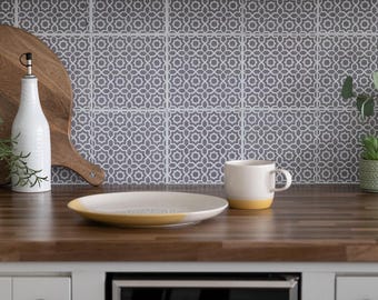 Self Adhesive Wall Tiles 15.25cm x 15.25cm (1.2mm) LINA GREY pack of 6 tiles (0.14sqm)