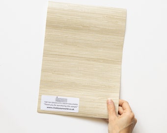 Nu Wallpaper Tibetan Grasscloth Cream Self-adhesive Wallpaper A4 Sample