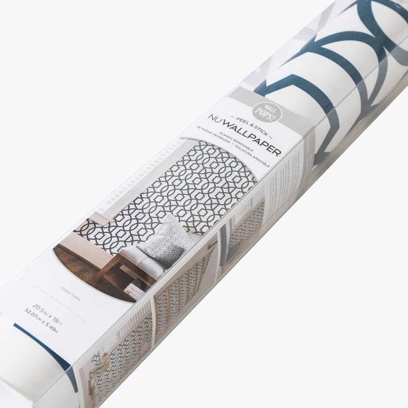 Nu Wallpaper NAVY GRAND TRELLIS Peel & Stick Wallpaper Etsy UK