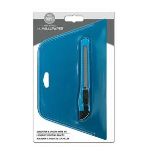 Application Tool Kit includes craft knife & smoother for applying peel and stick wallpaper