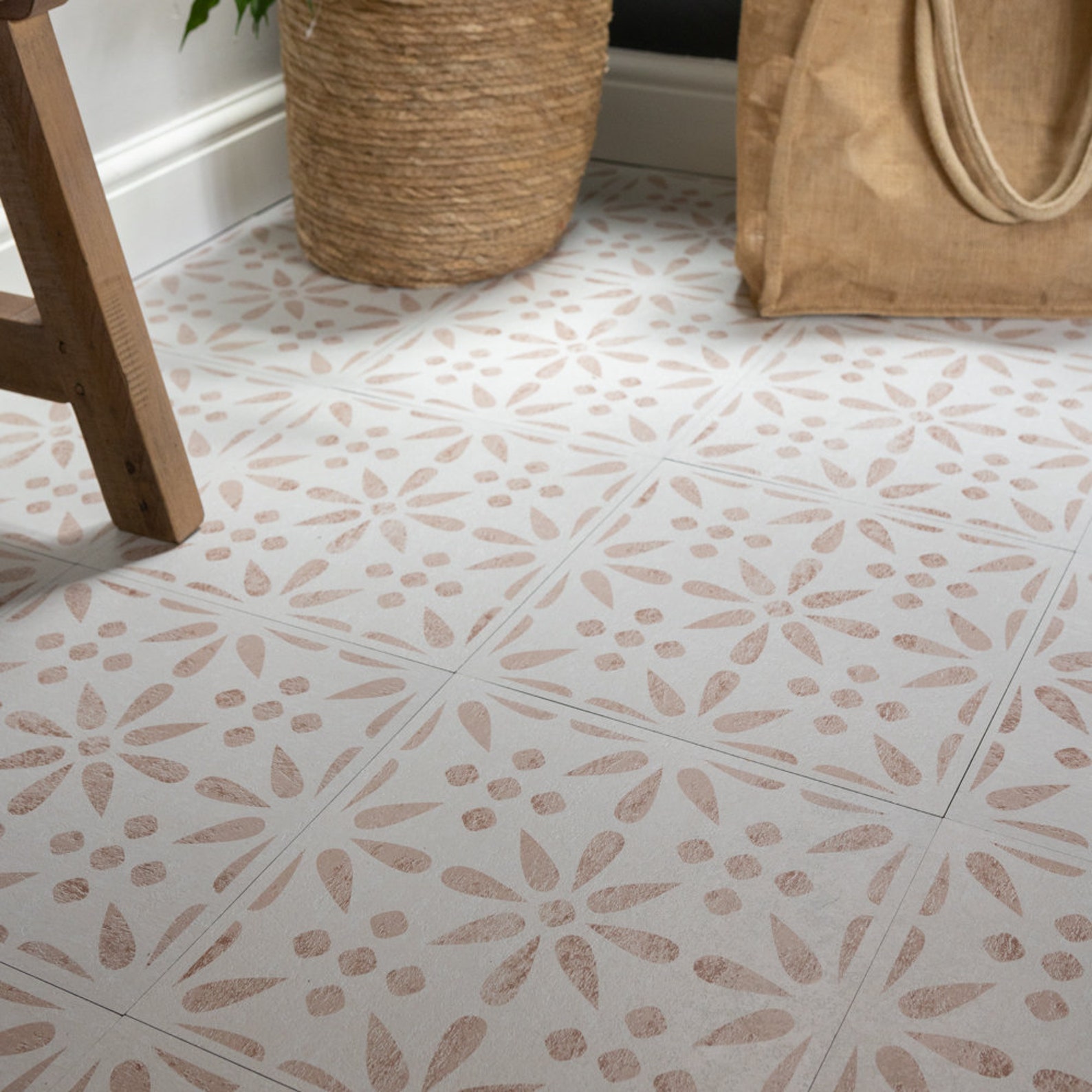 Vintage Flowers Self-adhesive Vinyl Floor Tile | Etsy