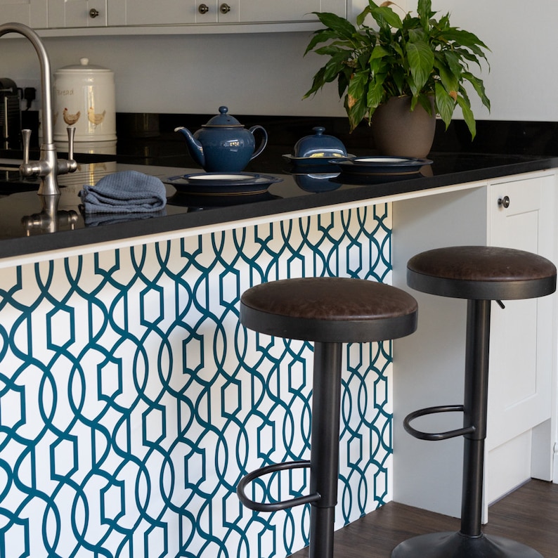 Nu Wallpaper NAVY GRAND TRELLIS Peel & Stick Wallpaper Etsy UK