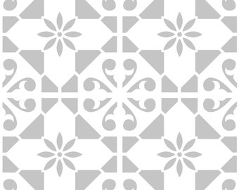 Block Daisy Wall and Floor Stencil