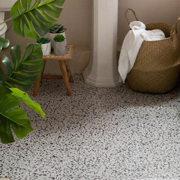 Terrazzo self-adhesive vinyl floor tile