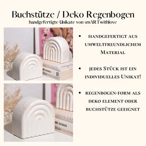 Buchstütze Regenbogen Design in Beige Marble, Regenbogen Deko Objekt für Bücherregal Bild 7