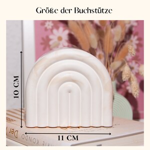 Buchstütze Regenbogen Design in Beige Marble, Regenbogen Deko Objekt für Bücherregal Bild 4